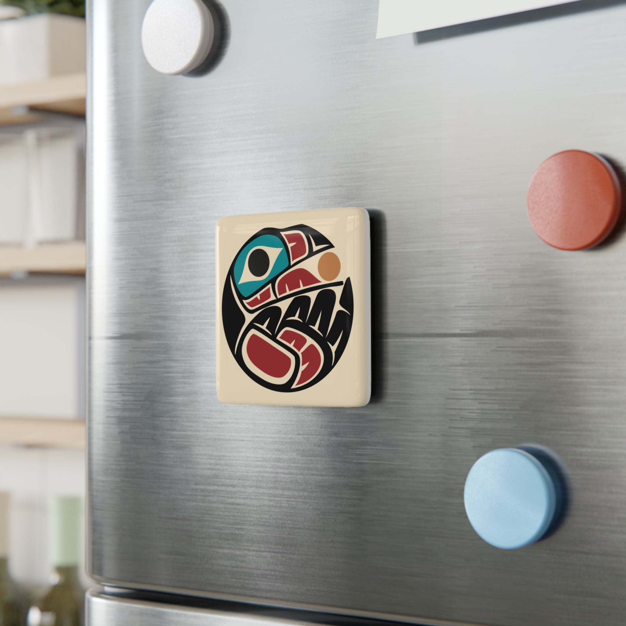 Porcelain Magnet - Classic Tribal Raven Insignia