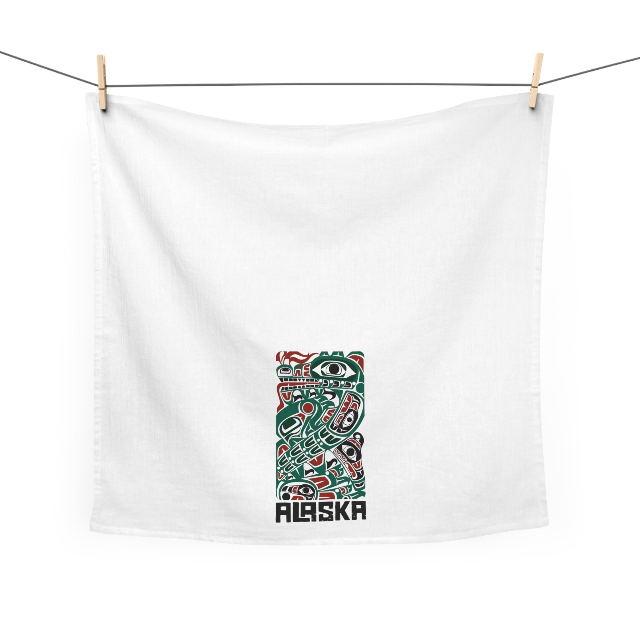 Cotton Tea Towel - Alaska Tribal Sea Monster - AK State Line™ Collection