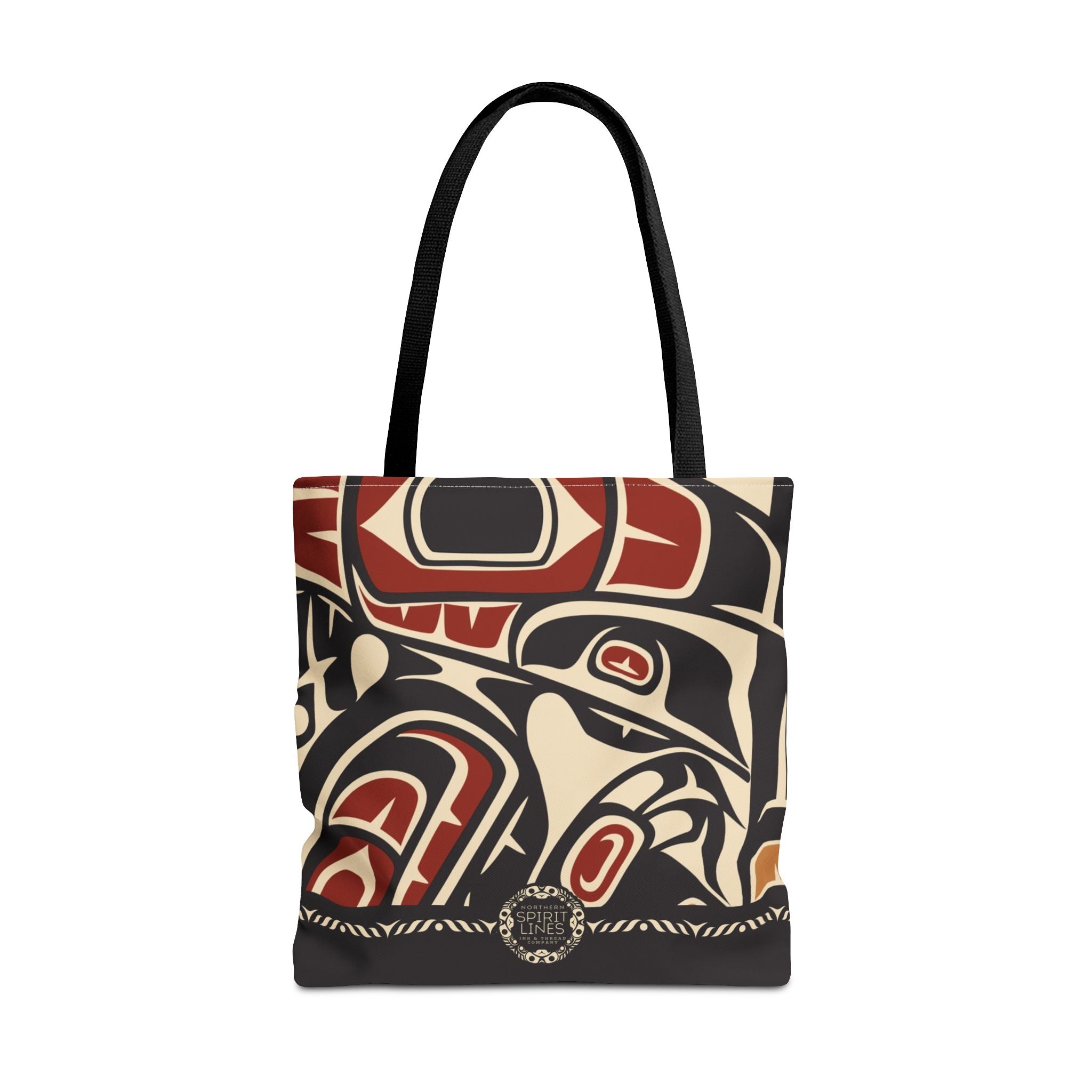 Canvas Tote Bag - Classic Tribal Raven Print with Tribal End Cap - Northern Spiritlines™