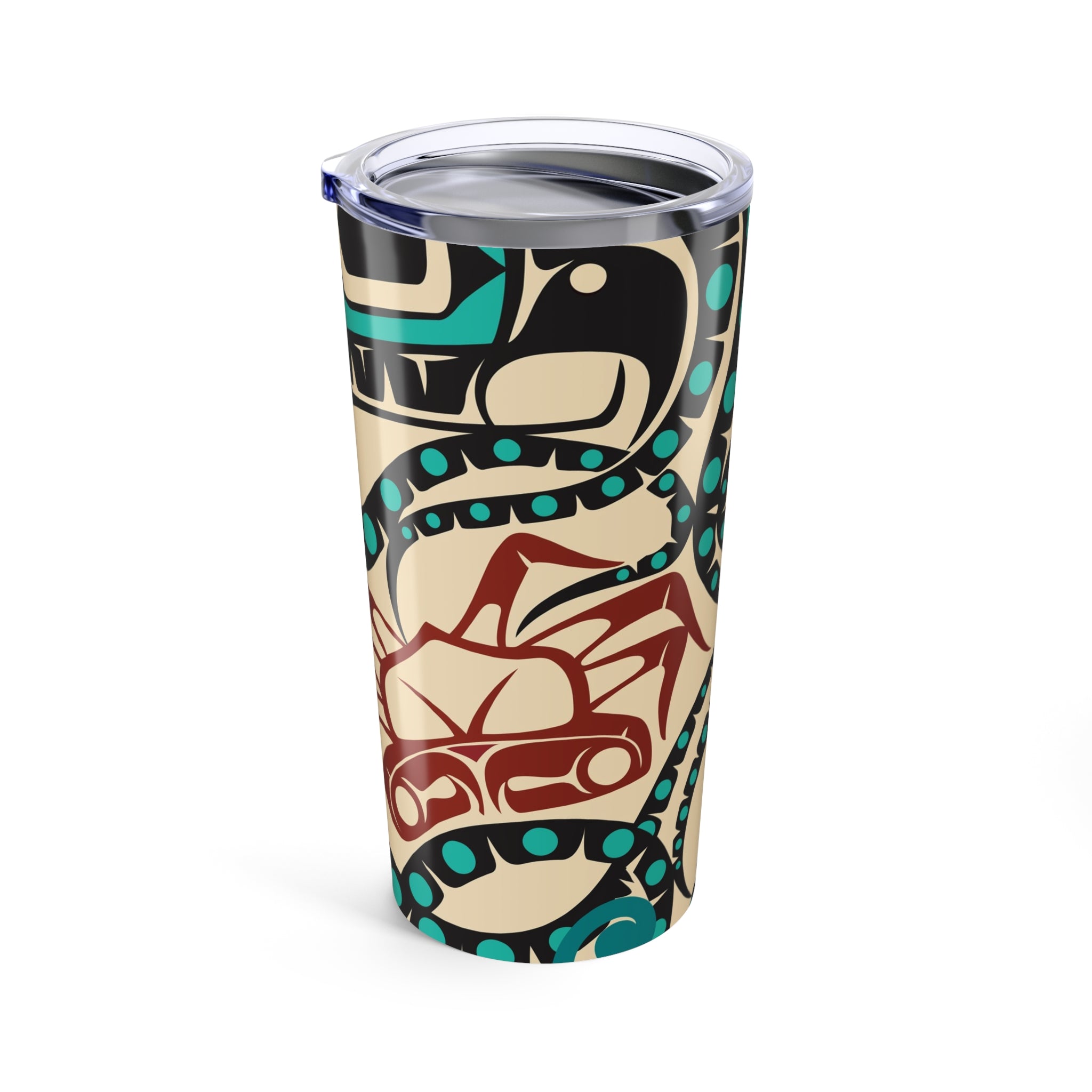 20 oz. Stainless Steel Tumbler w/ Lid - Classic Tribal Octopus Print - Northern Spiritlines™