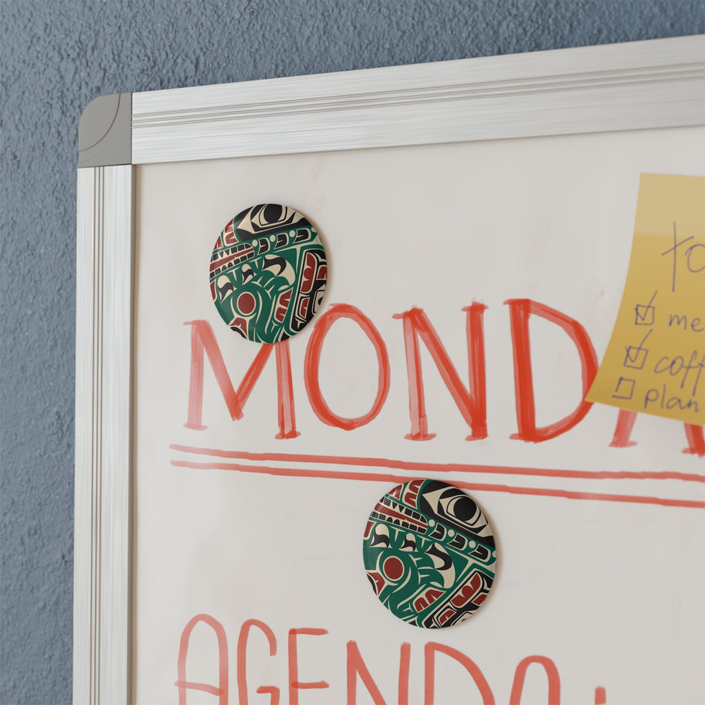 Round Metal Magnet (1 & 10 pcs) - Classic Tribal Sea Monster Print - Northern Spiritlines™