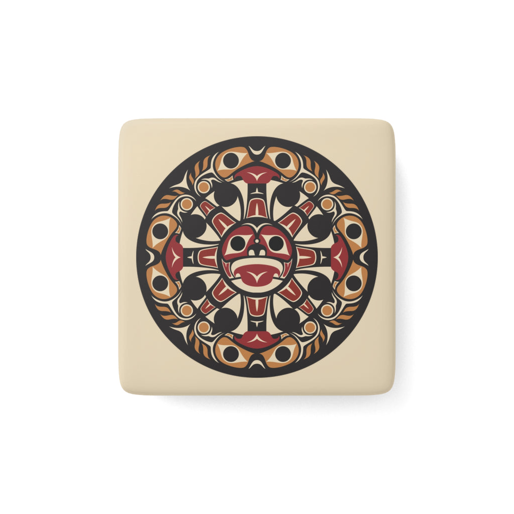 Porcelain Square Magnet - Classic Tribal Sun - Northern Spiritlines™