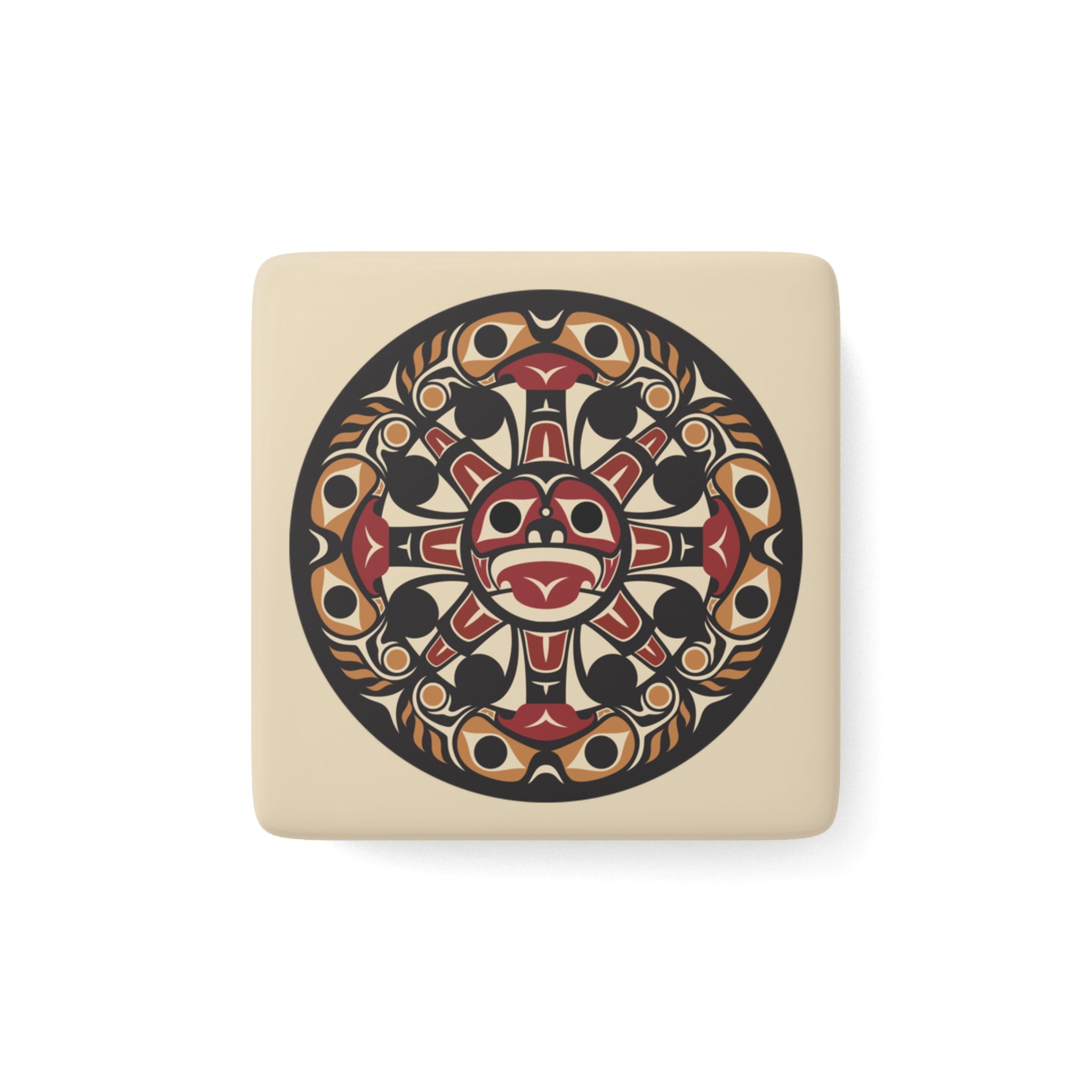 Porcelain Square Magnet - Classic Tribal Sun - Northern Spiritlines™