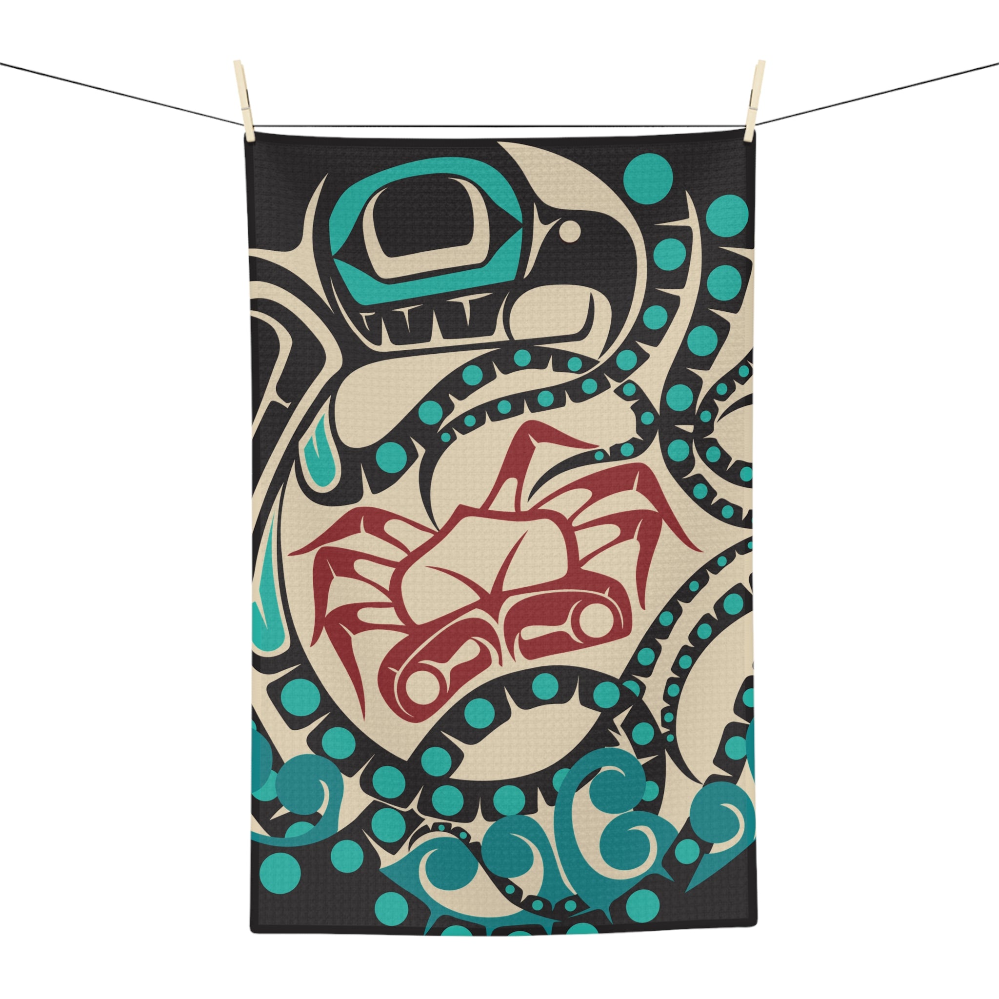 Microfiber Tea Towel - Classic Tribal Octopus Print - Northern Spiritlines™
