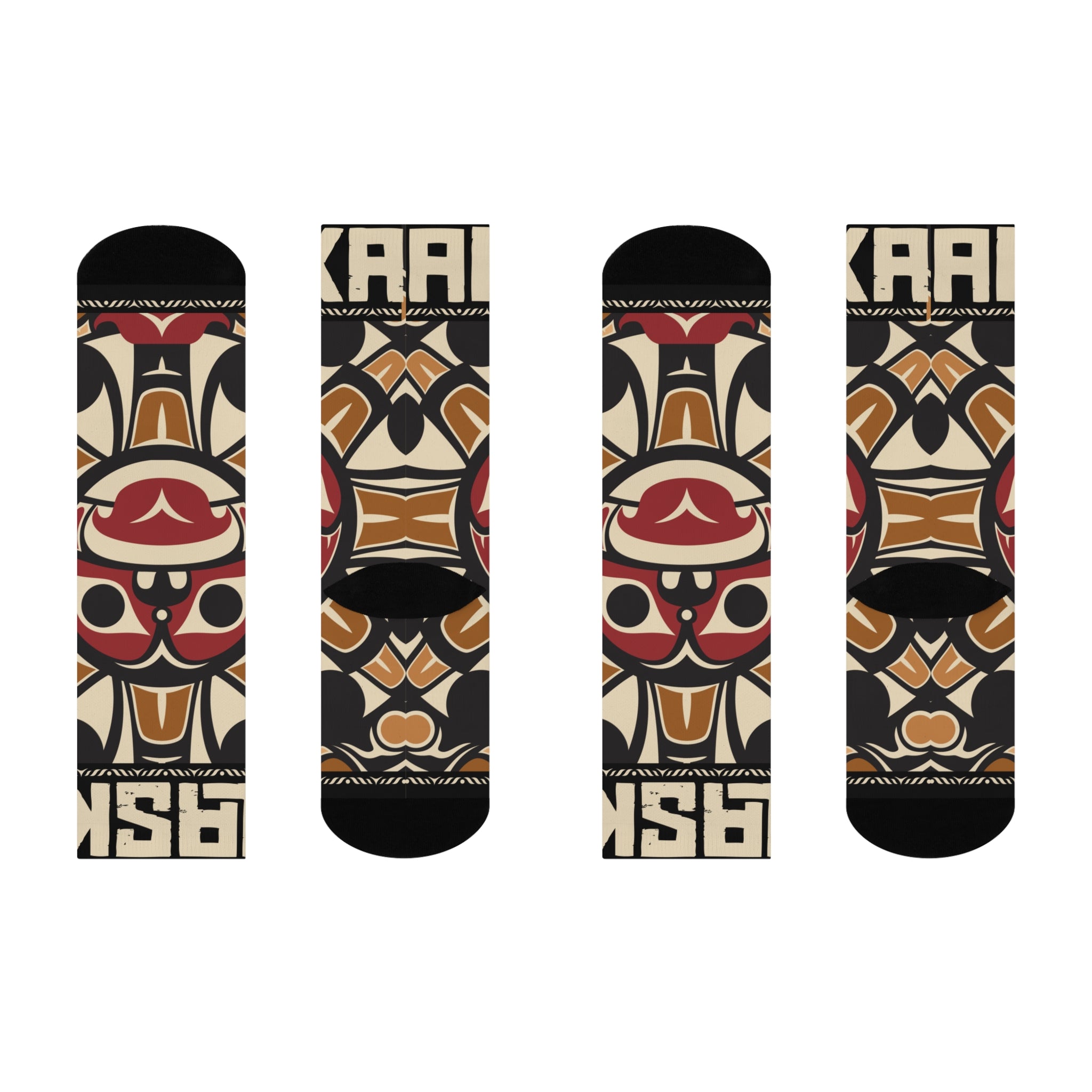 Crew Socks - Cushion Bottom - Rustic Alaska Tribal Sun - AK State Line™ Collection