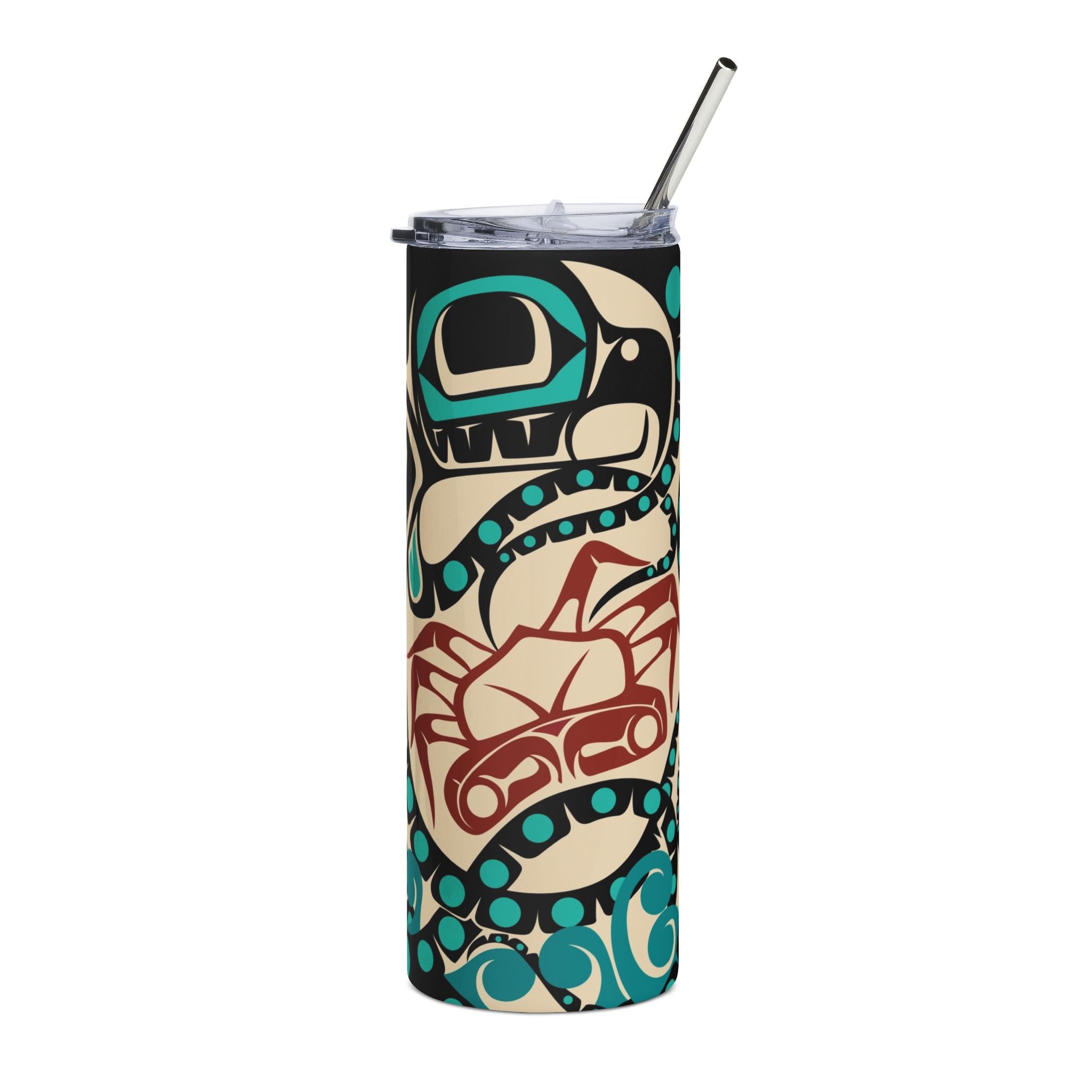 20 oz. Slim Tumbler w/ Straw | Tribal Octopus | Signature Collection