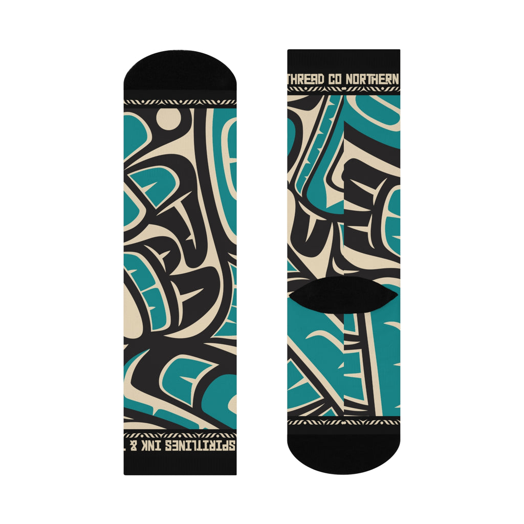 Crew Socks - Cushion Bottom - Classic Tribal Hummingbird Print - Northern Spiritlines™