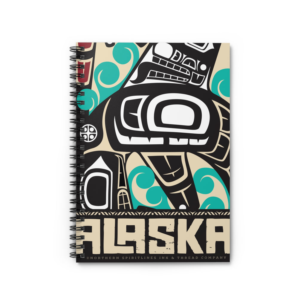 Spiral Notebook, Journal - Rustic Alaska Tribal Orca - AK State Line™ Collection