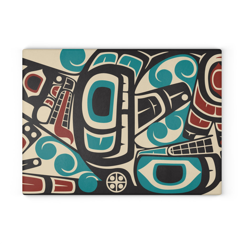 Glass Cutting Board - Classic Tribal Orca Print - Northern Spiritlines™