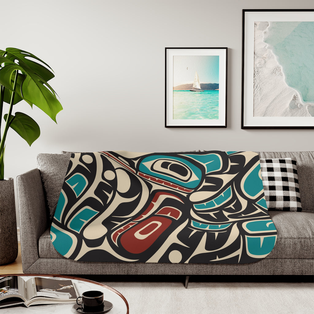 Sherpa Fleece Blanket - Classic Tribal Hummingbird - Northern Spiritlines™
