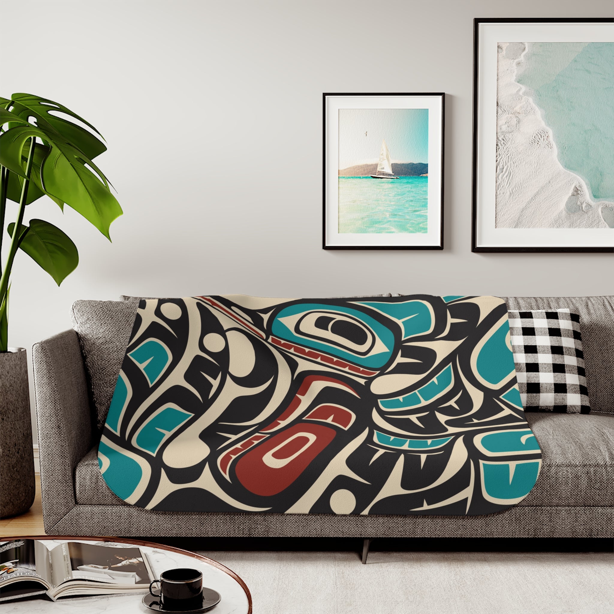 Sherpa Fleece Blanket - Classic Tribal Hummingbird - Northern Spiritlines™