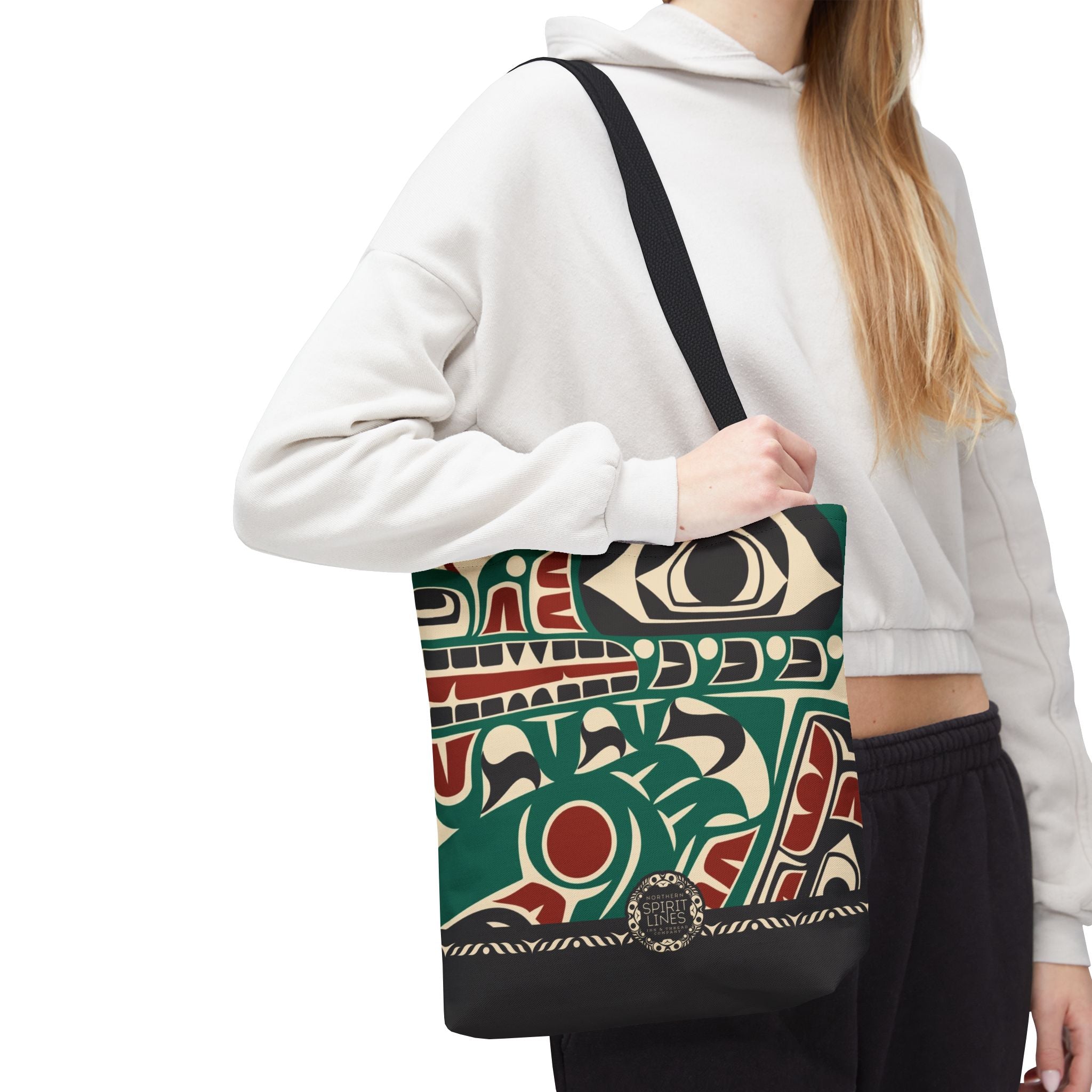 Canvas Tote Bag - Classic Tribal Sea Monster Print with Tribal End Cap - Northern Spiritlines™