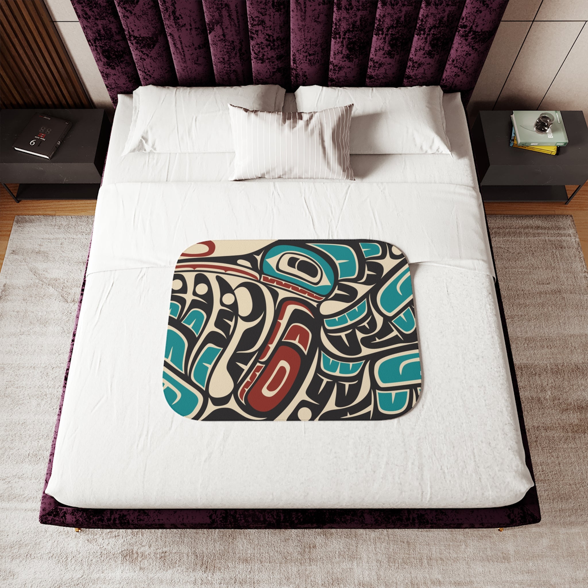 Sherpa Fleece Blanket - Classic Tribal Hummingbird - Northern Spiritlines™