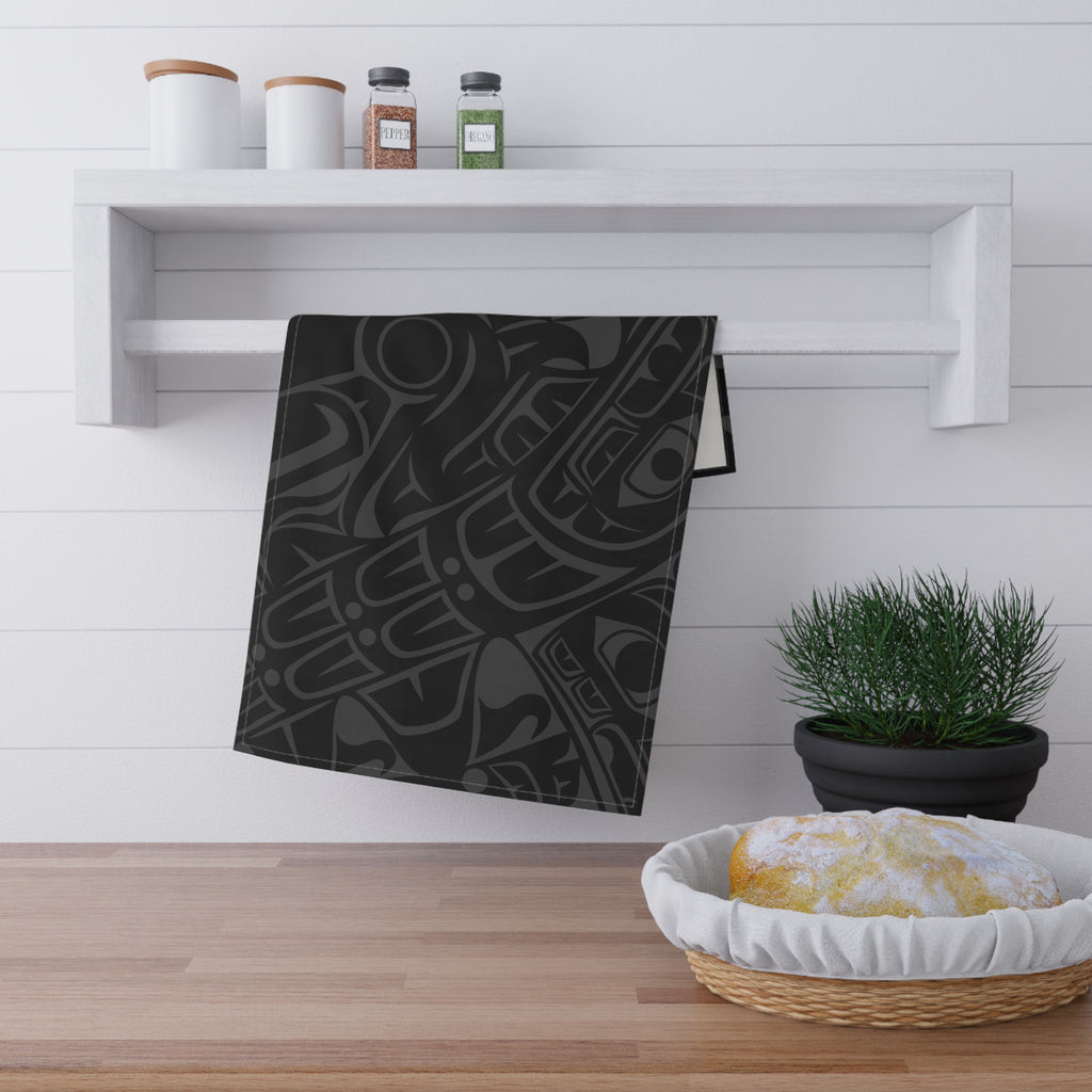 Cotton Twill Tea Towel - Classic Tribal Smoky Print - Northern Spiritlines™