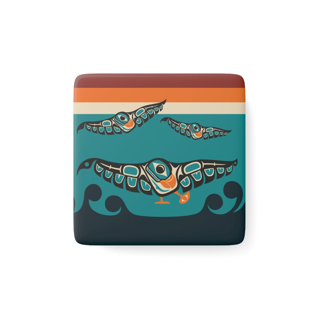 Porcelain Magnet - Classic Tribal Puffins