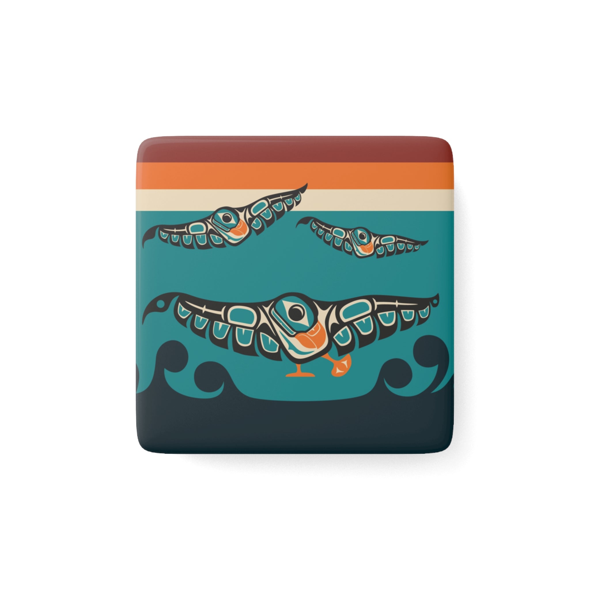 Porcelain Magnet - Classic Tribal Puffins
