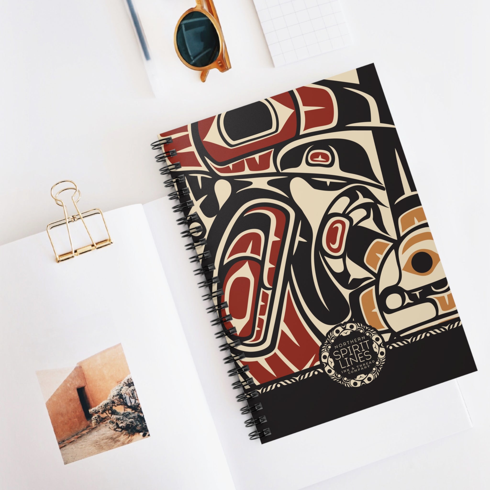 Spiral Notebook, Journal - Classic Tribal Raven Print - Northern Spiritlines™