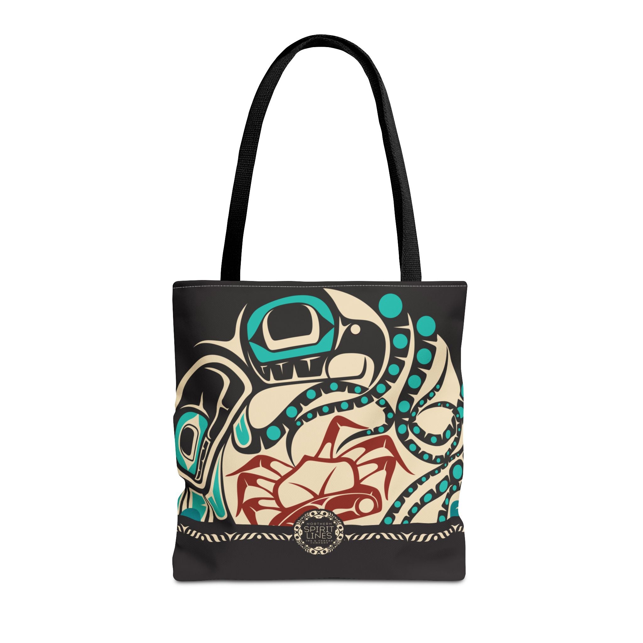 Canvas Tote Bag - Classic Tribal Octopus Print with Tribal End Cap - Northern Spiritlines™