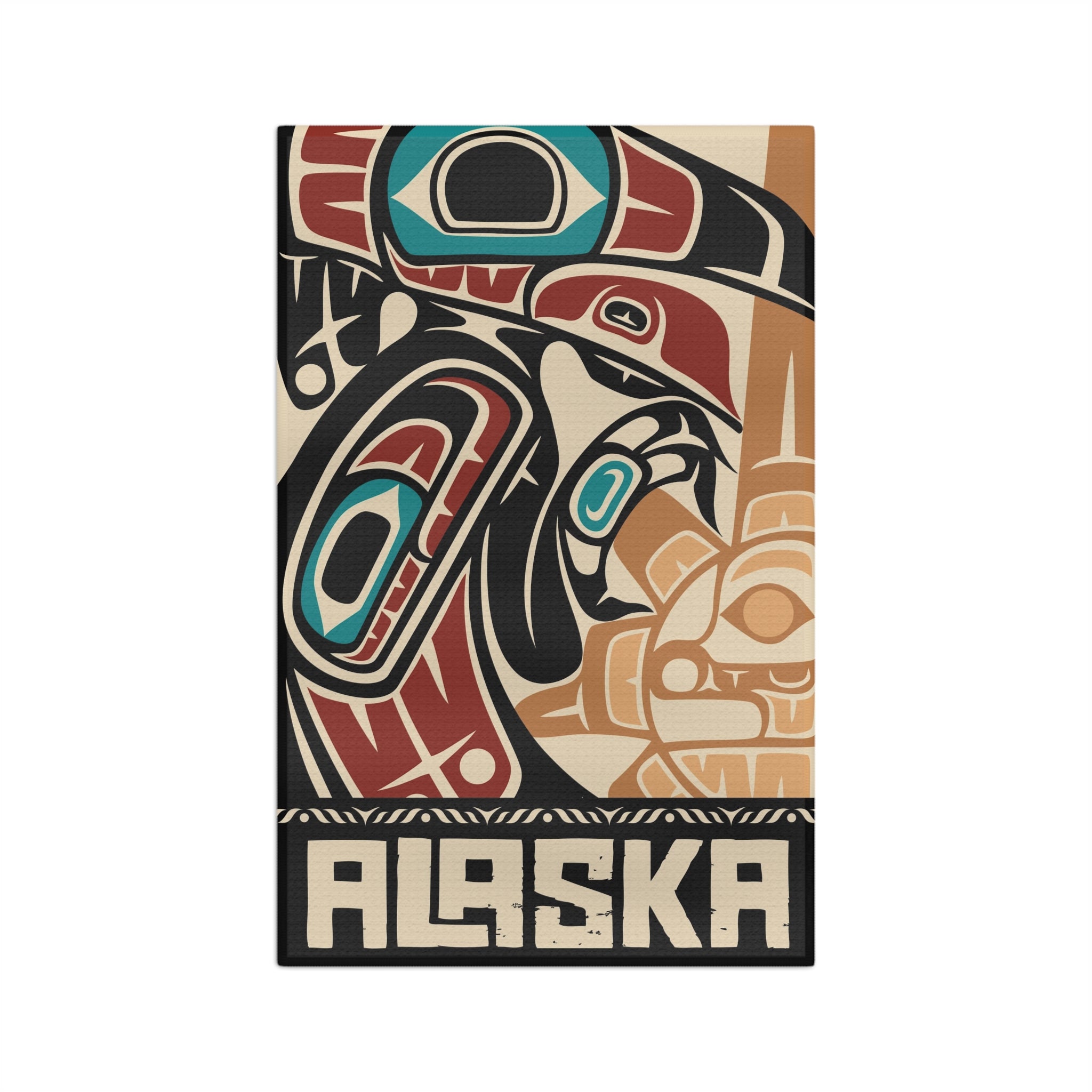 Tea Towel | 18x30" Waffle Weave | Alaska Tribal Raven & Sun | Stateline™ Collection