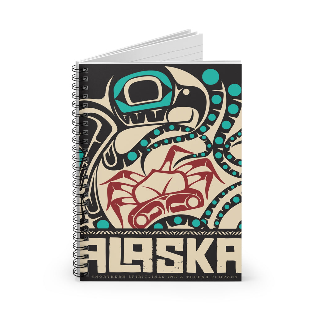 Spiral Notebook, Journal - Rustic Alaska Tribal Octopus - AK State Line™ Collection