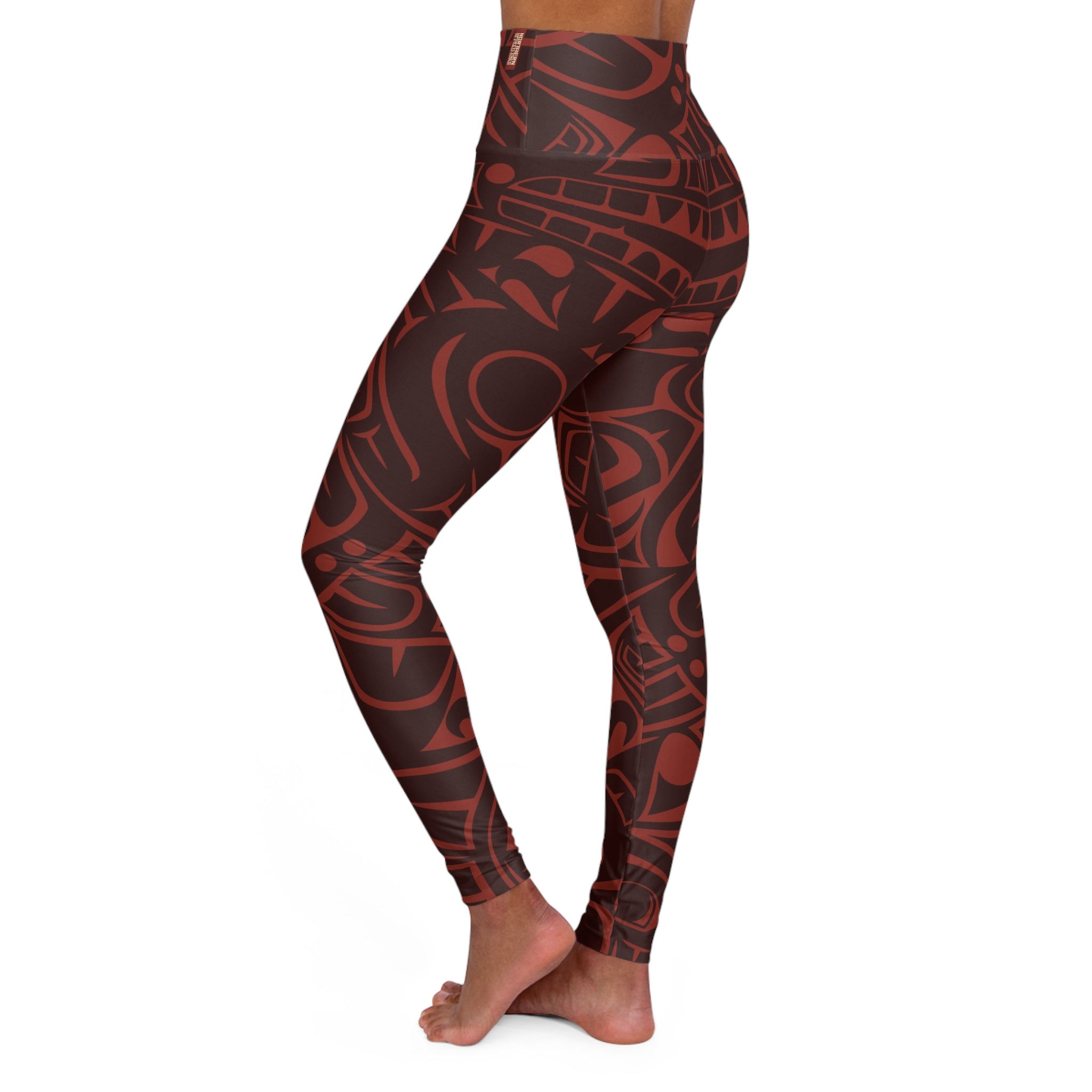 High Waisted Legging, Yoga Pant - Classic Tribal Print in Raven Red - Northern Spiritlines™
