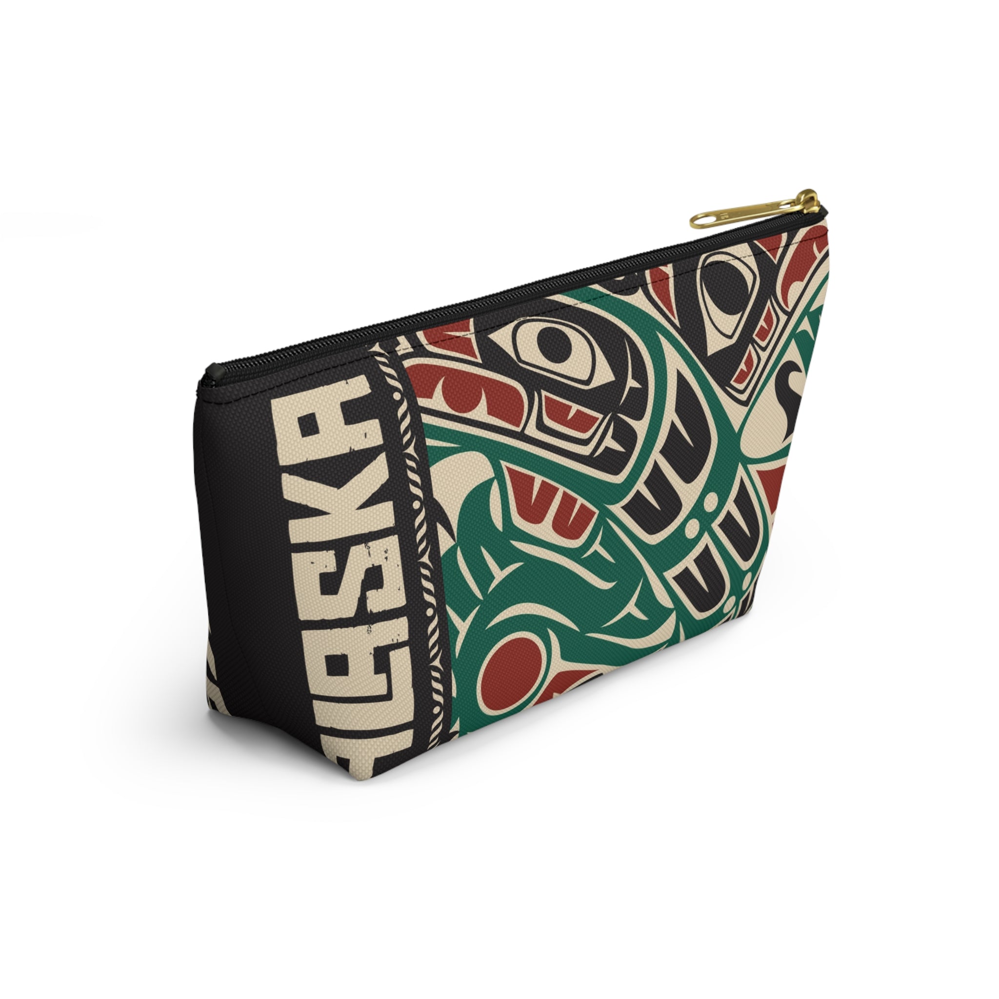 Travel Accessory Zipper Pouch - Rustic Alaska Tribal Sea Monster - AK State Line™ Collection