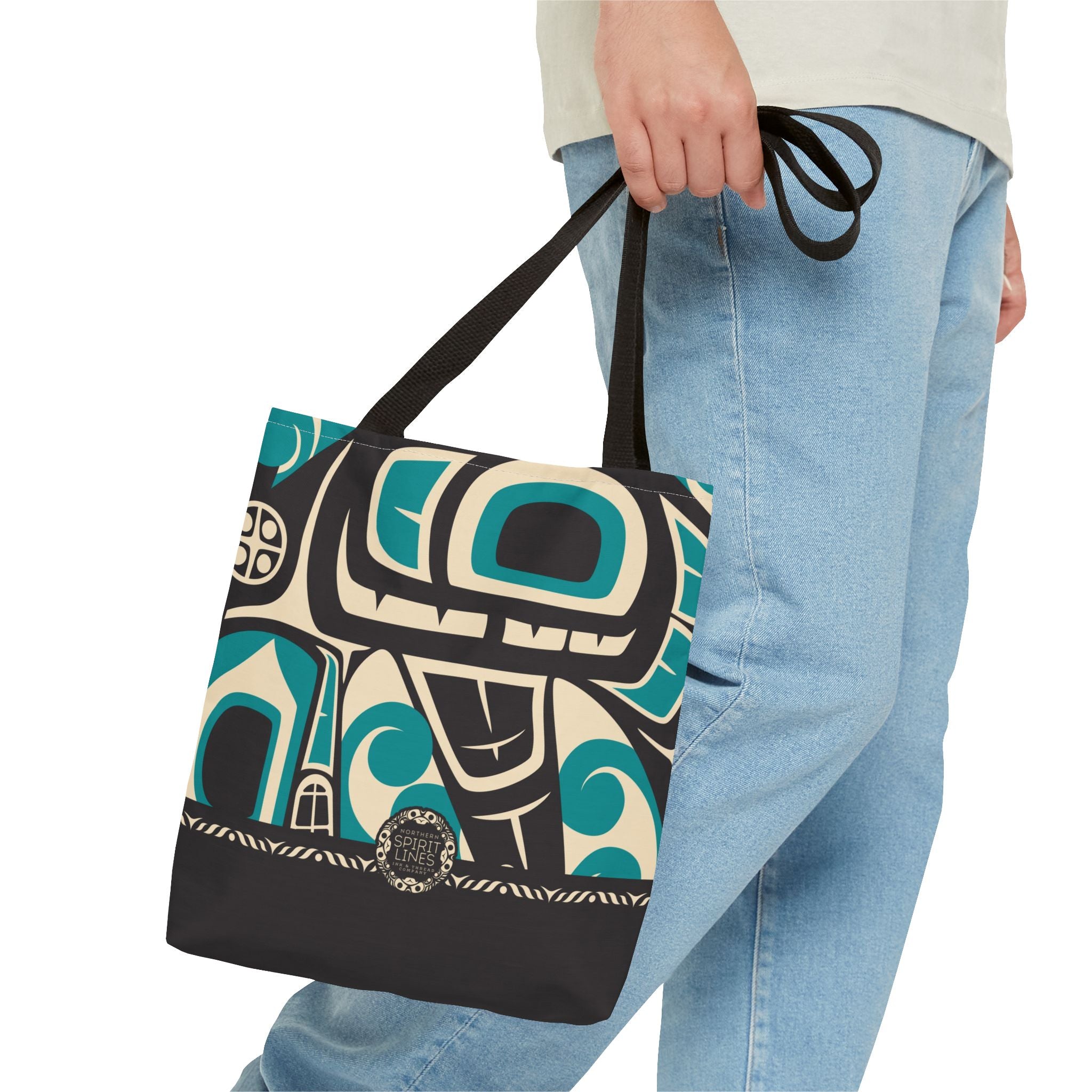 Canvas Tote Bag - Classic Tribal Orca Print with Tribal End Cap - Northern Spiritlines™