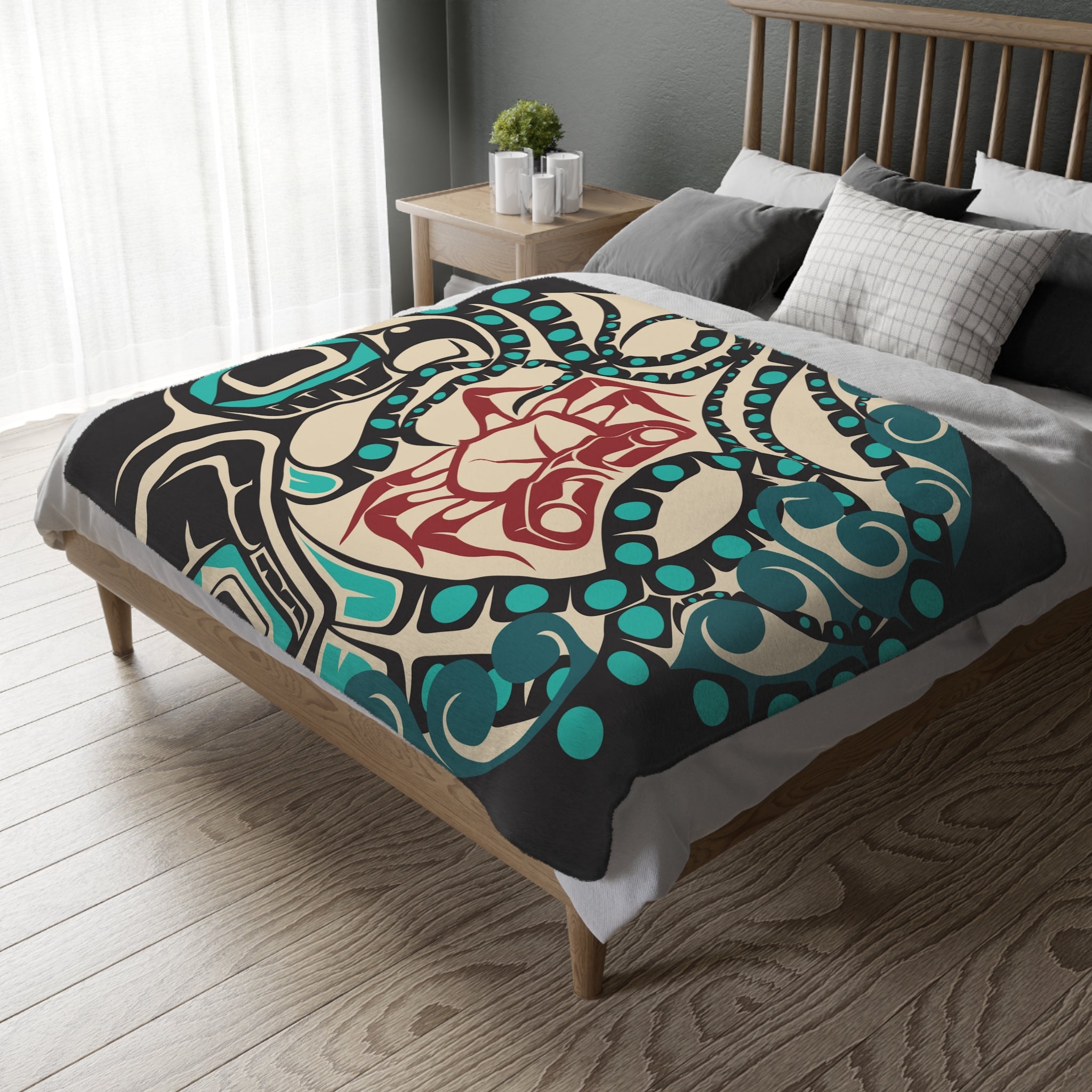 Reversible Plush Blanket - Classic Tribal Octopus - Northern Spiritlines™