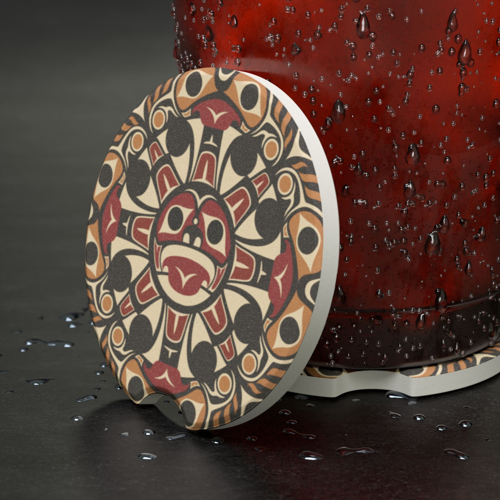 Soapstone Car Coaster - Classic Tribal Sun Print - Northern Spiritlines™