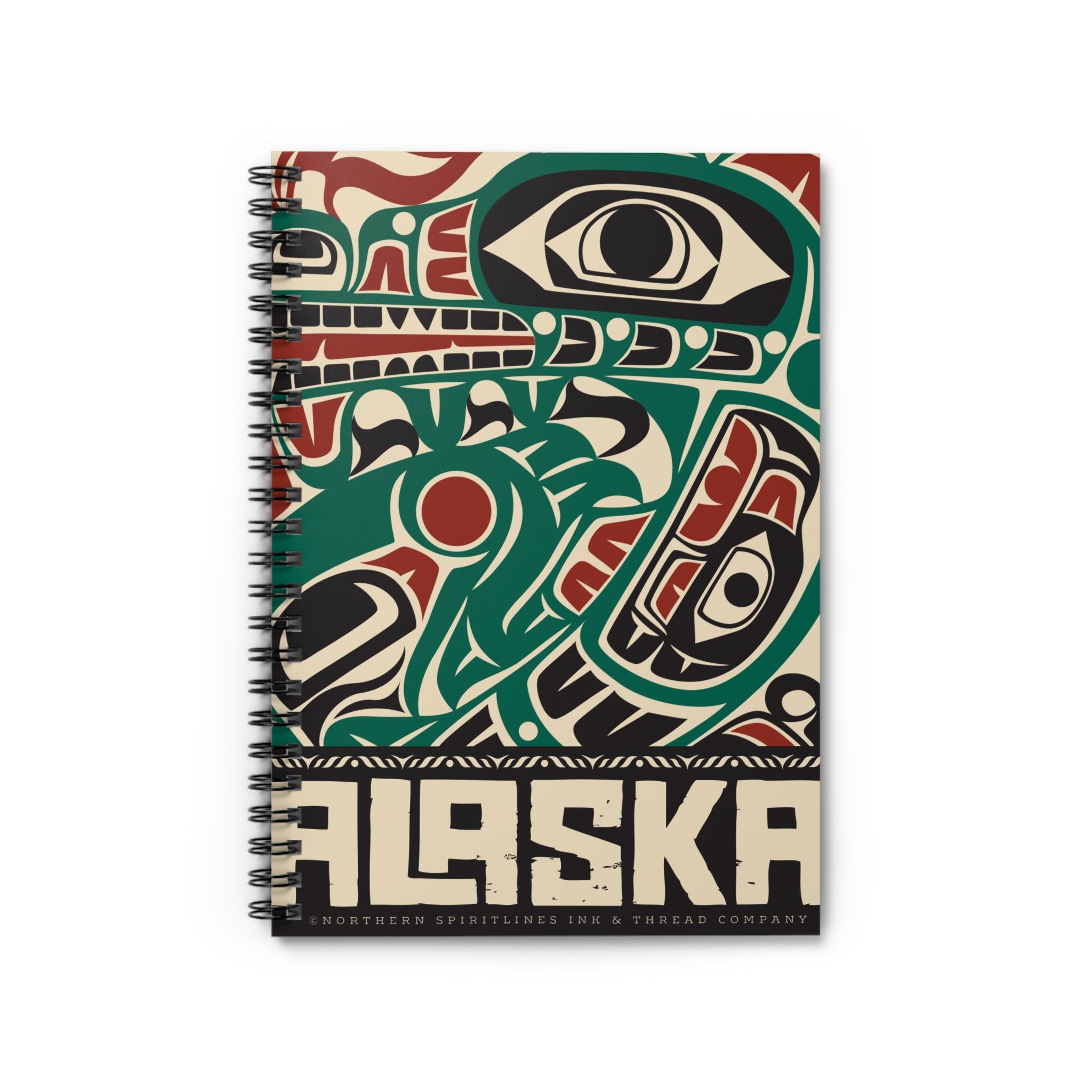 Spiral Notebook, Journal - Rustic Alaska Tribal Sea Monster - AK State Line™ Collection
