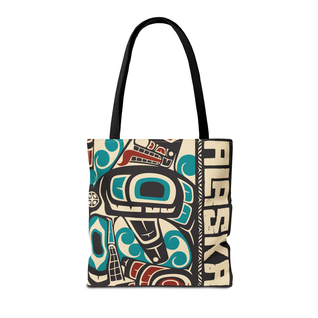 Canvas Tote Bag - Style No. 1 Rustic Alaska Tribal Orca - AK State Line™