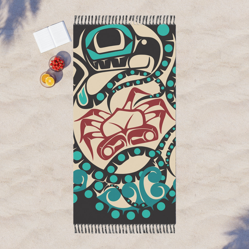 Boho Fringe Beach Cloth - Classic Tribal Octopus Print - Northern Spiritlines™