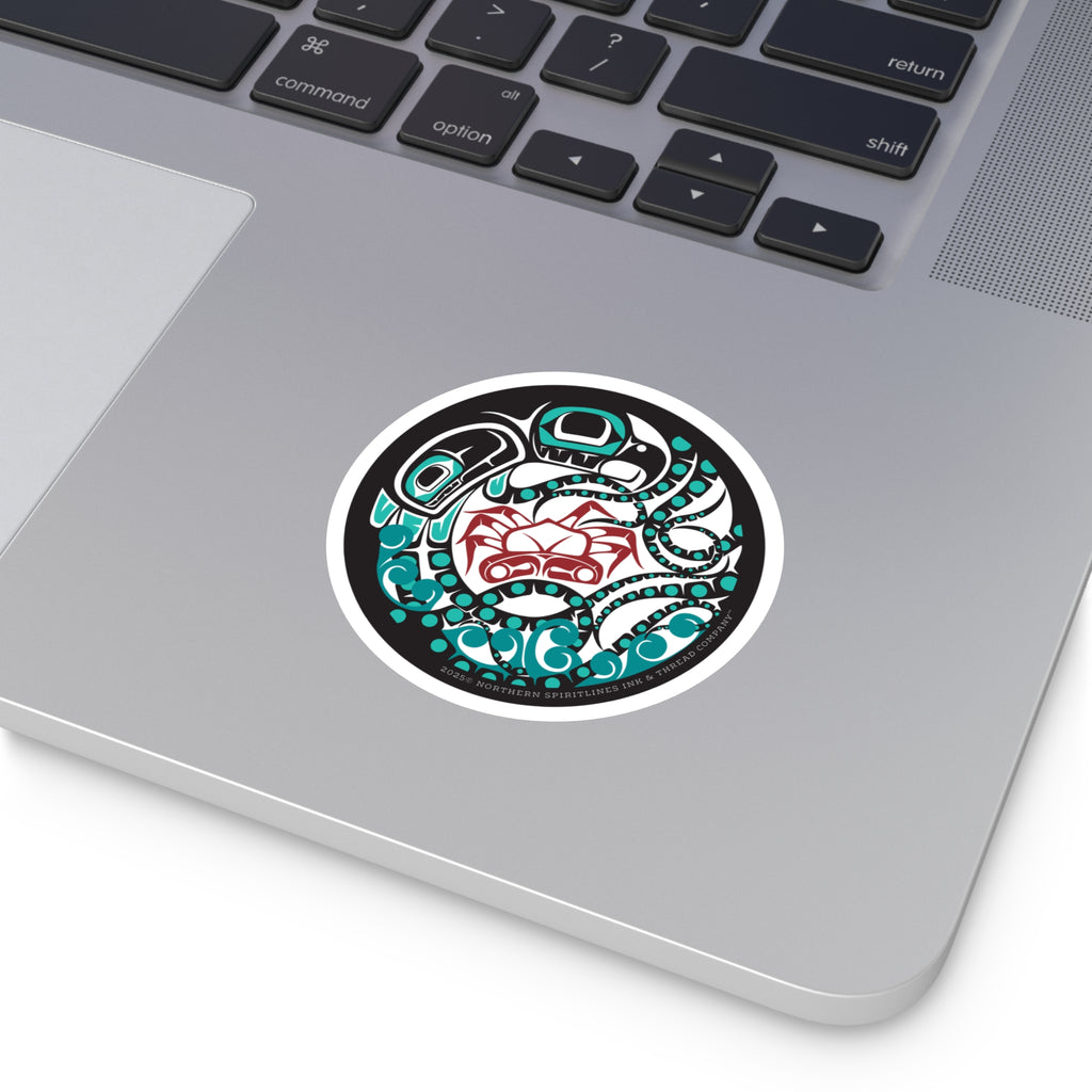 Vinyl Sticker Indoor/Outdoor - Round Tribal Octopus - Northern Spiritlines™
