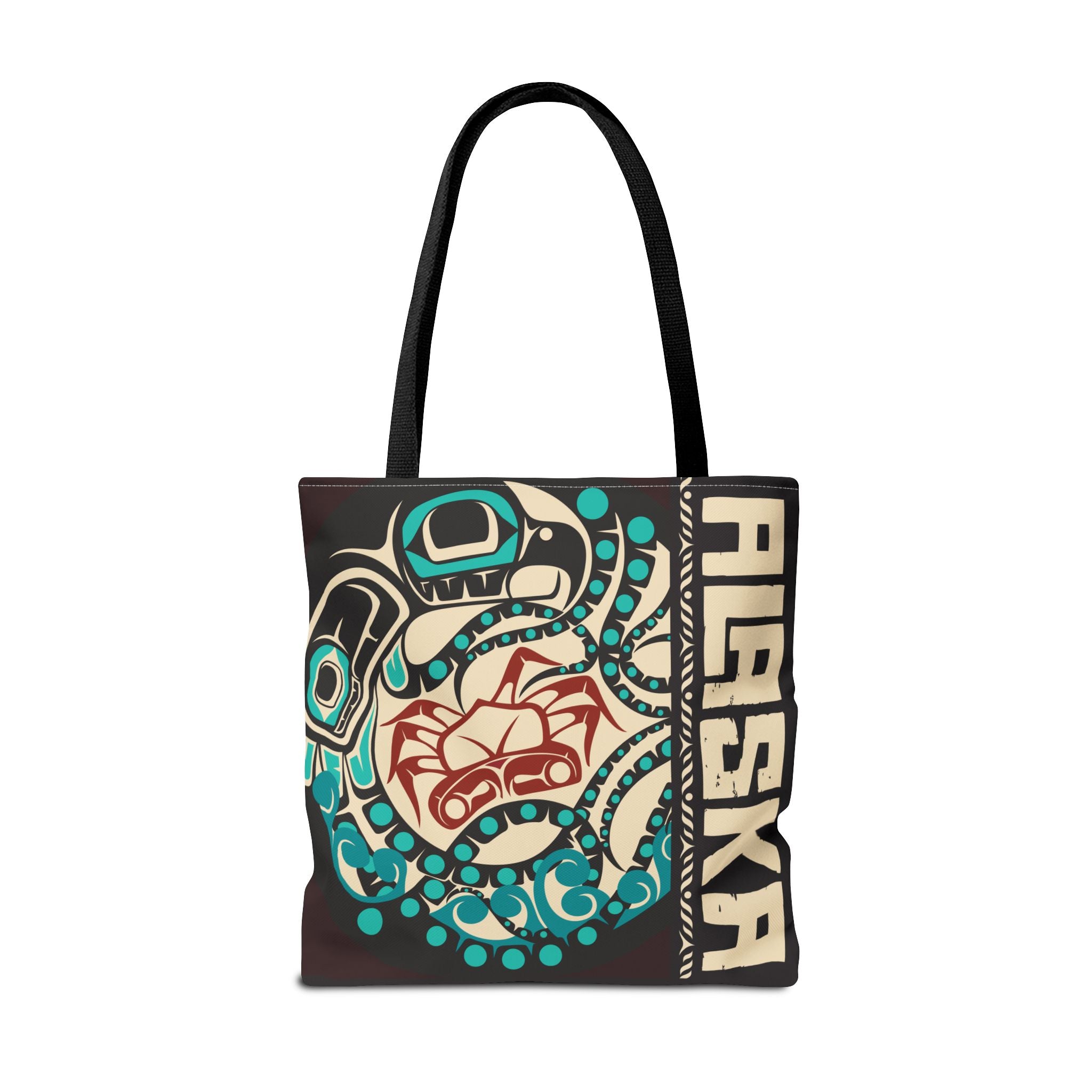 Canvas Tote Bag - Style No. 1 Rustic Alaska Tribal Octopus - AK State Line™ Collection