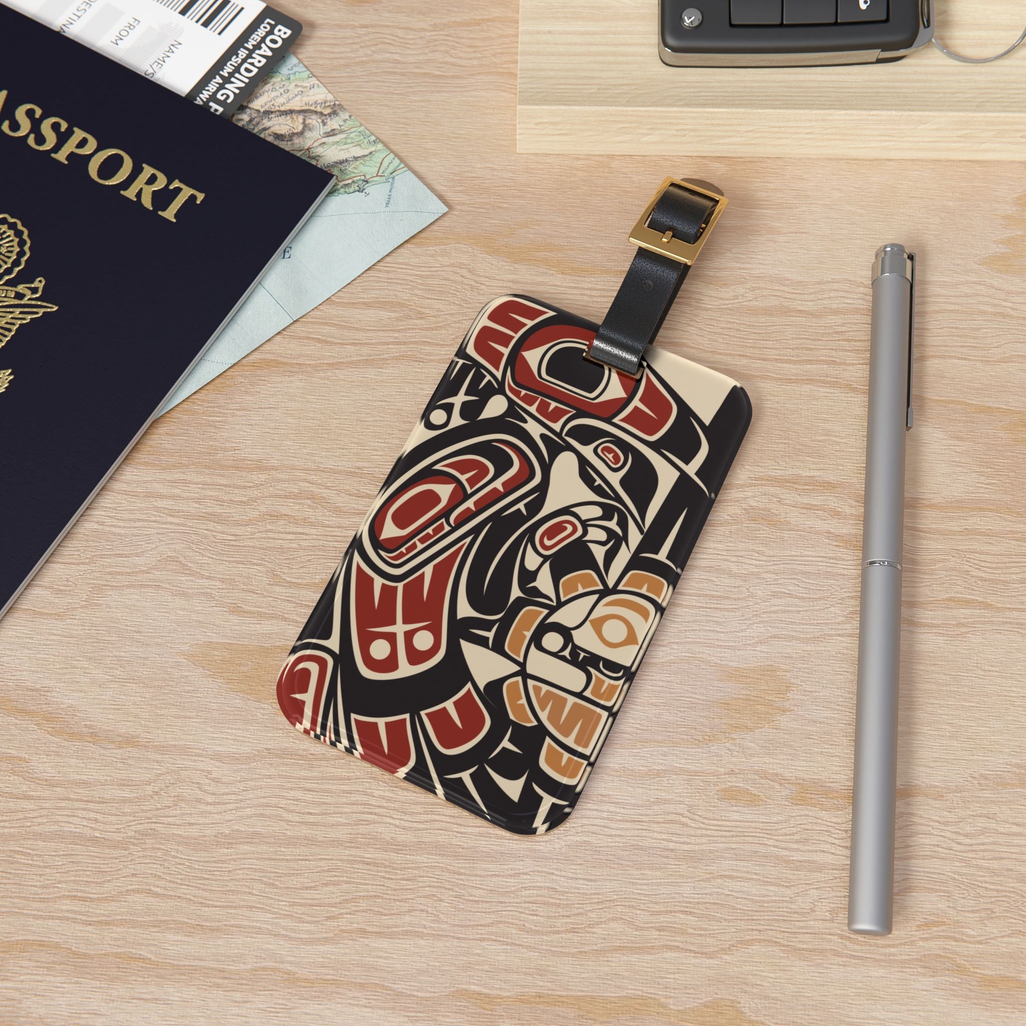 Acrylic Luggage Tag - Classic Tribal Raven - Northern Spiritlines™
