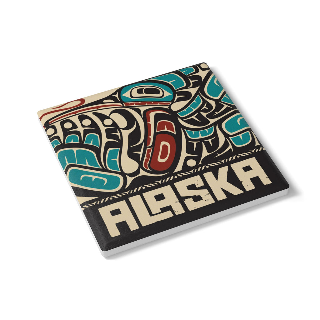 Ceramic Coaster - Rustic Alaska Tribal Hummingbird - AK State Line™ Collection