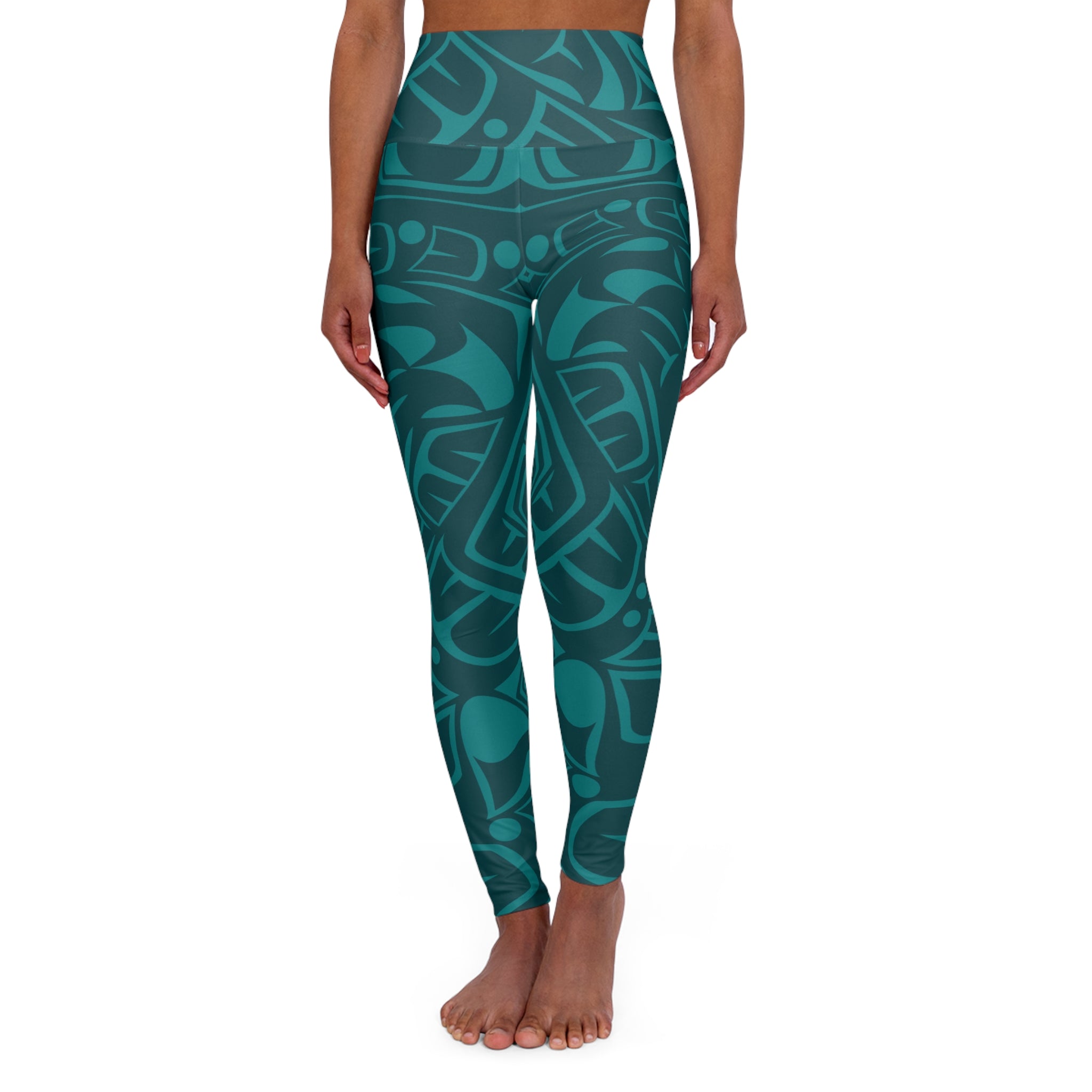High Waisted Legging, Yoga Pant | Classic Tribal Print in Tidal Teal | Spiritline Outfitters™