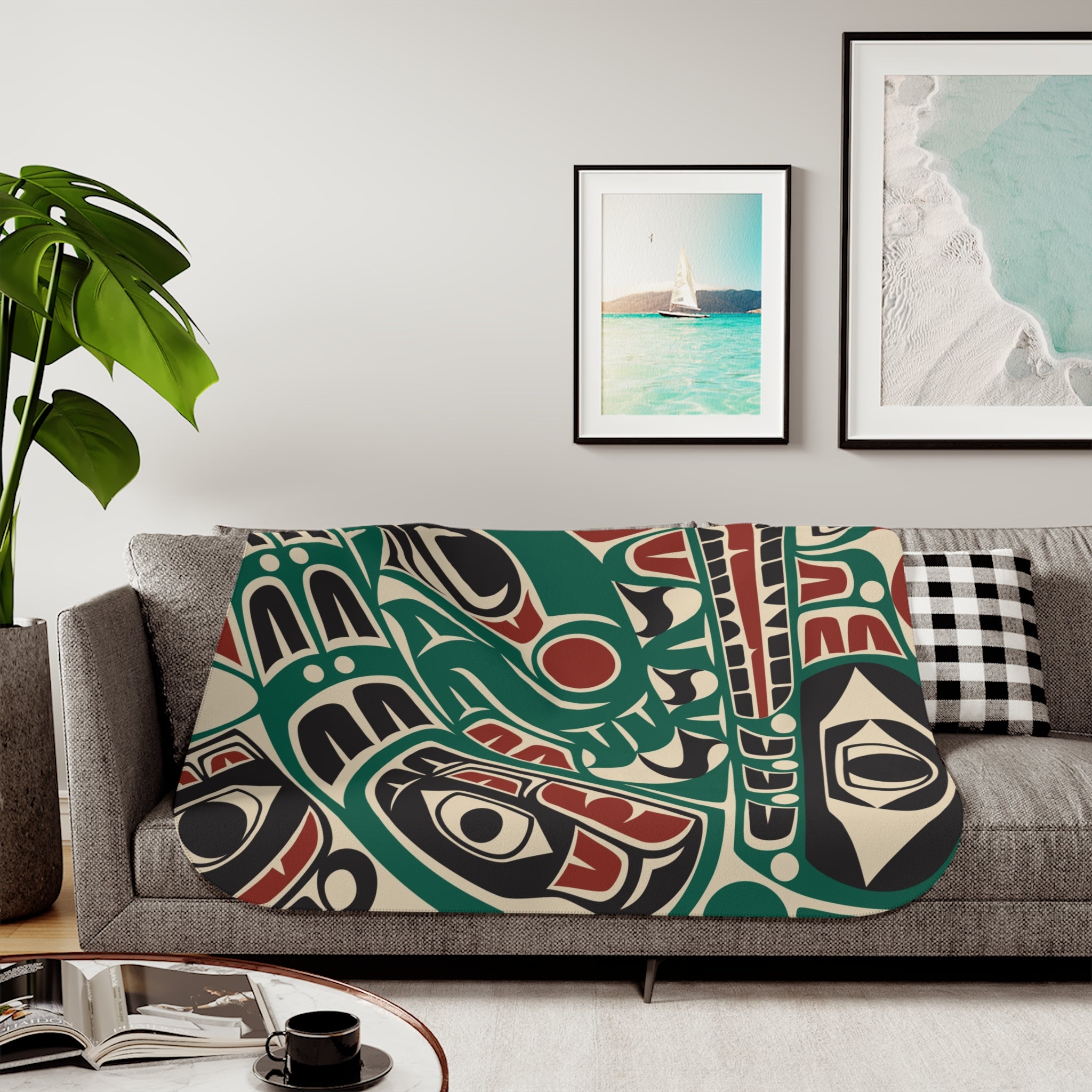 Sherpa Fleece Blanket - Classic Tribal Sea Monster - Northern Spiritlines™