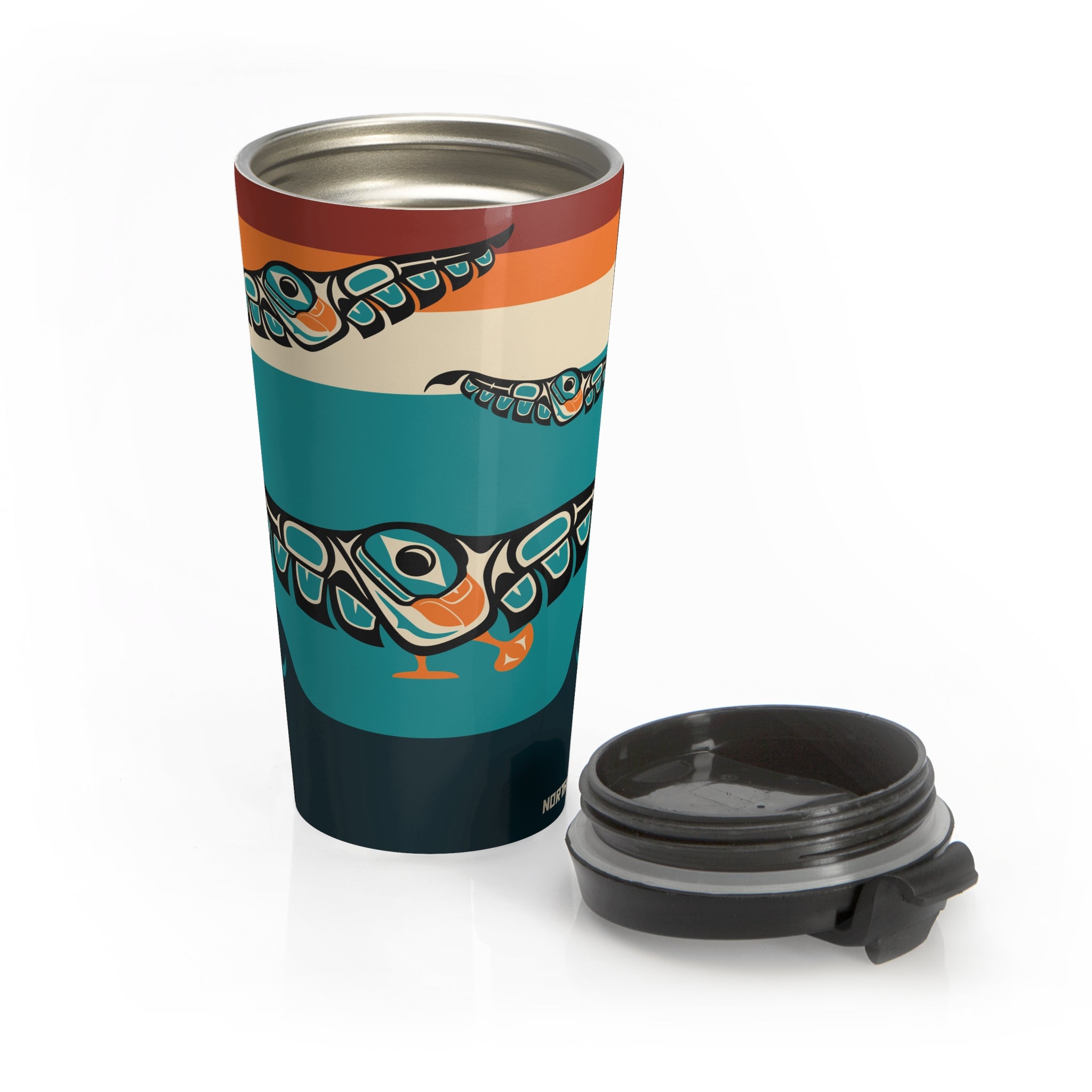 15 oz. Coffee Travel Tumbler | Classic Tribal Puffins | Signature Collection