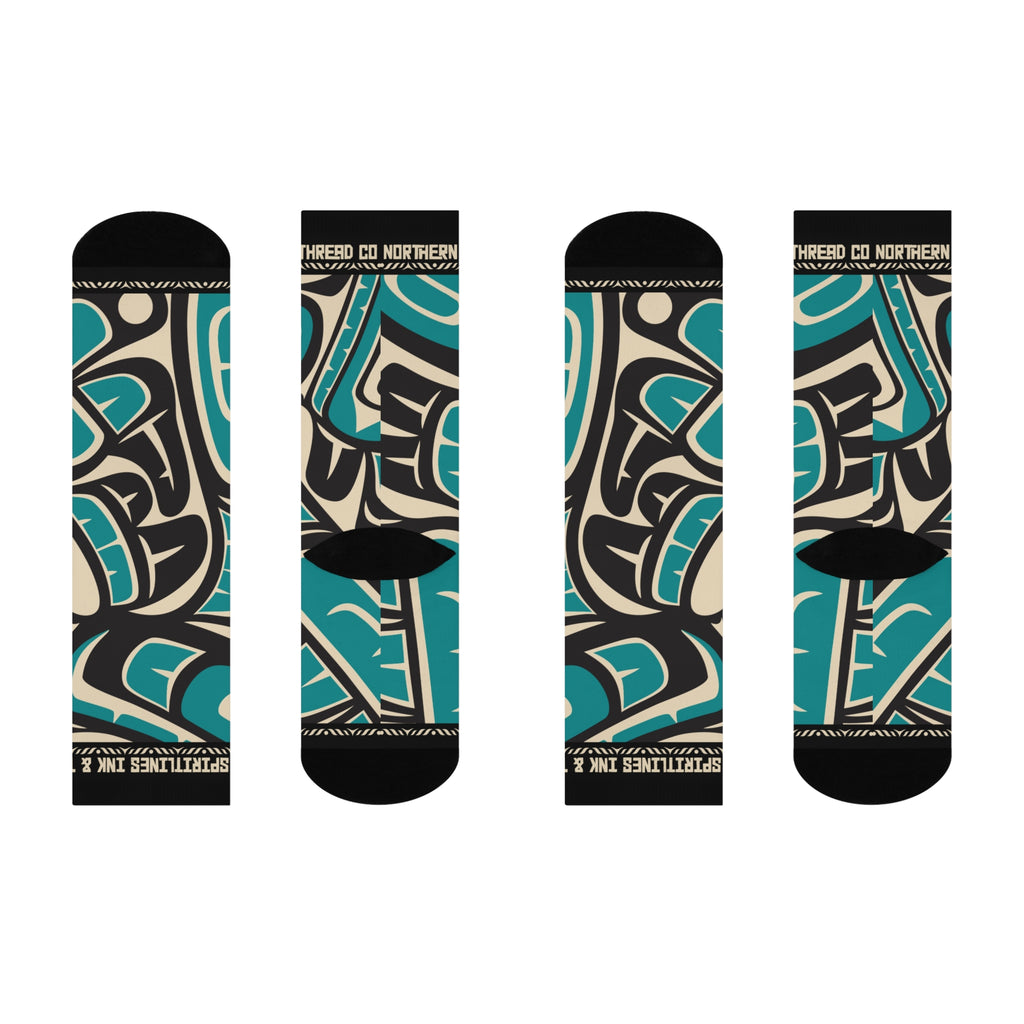 Crew Socks - Cushion Bottom - Classic Tribal Hummingbird Print - Northern Spiritlines™