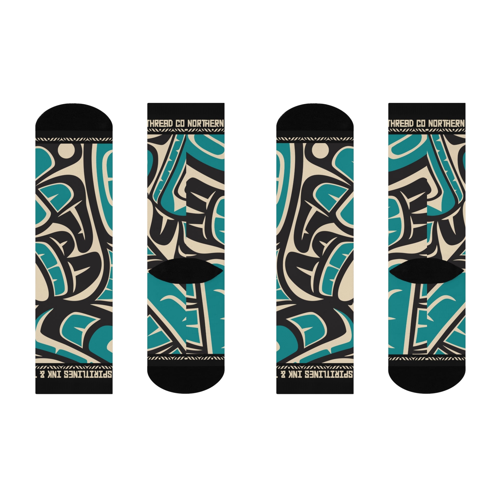 Crew Socks - Cushion Bottom - Classic Tribal Hummingbird Print - Northern Spiritlines™