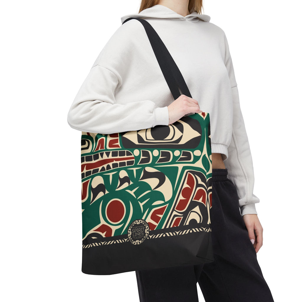 Canvas Tote Bag - Classic Tribal Sea Monster Print with Tribal End Cap - Northern Spiritlines™