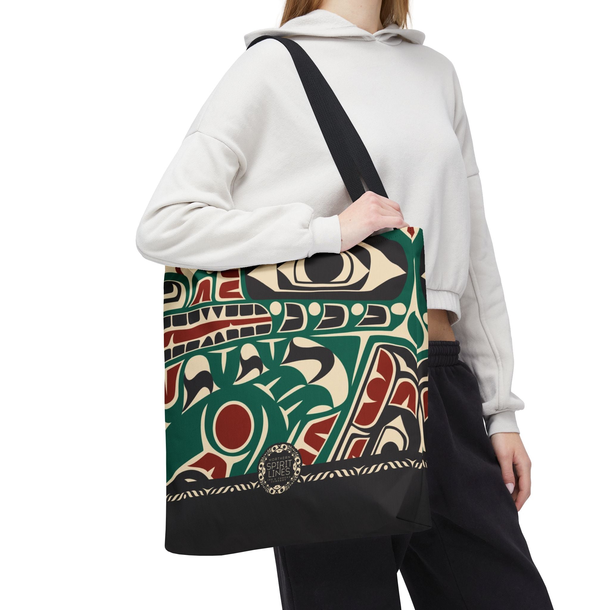 Canvas Tote Bag - Classic Tribal Sea Monster Print with Tribal End Cap - Northern Spiritlines™
