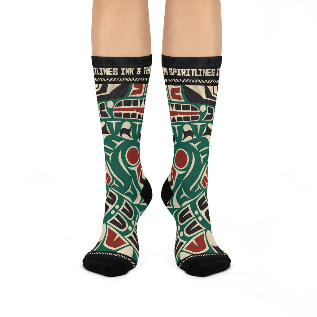 Crew Socks - Cushion Bottom - Classic Tribal Sea Monster Print - Northern Spiritlines™