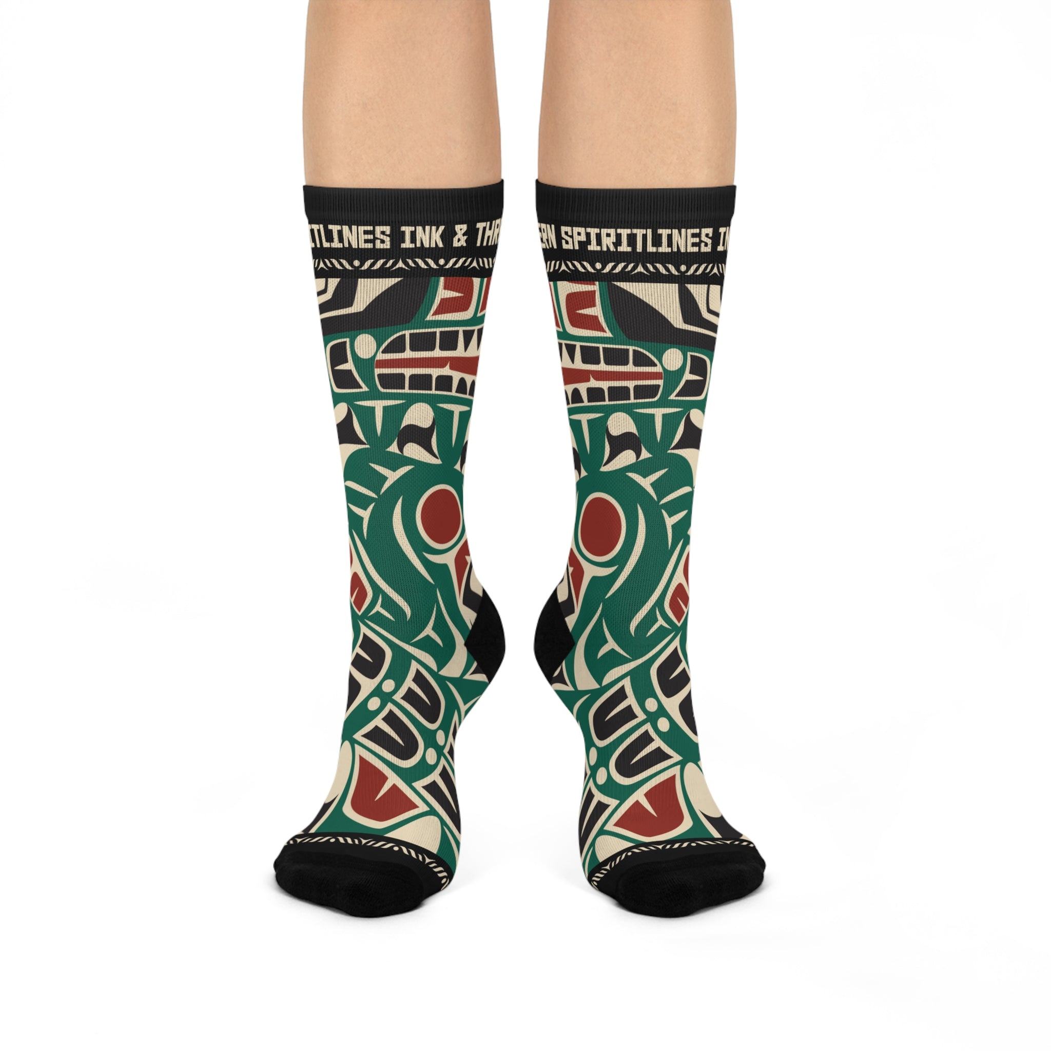 Crew Socks - Cushion Bottom - Classic Tribal Sea Monster Print - Northern Spiritlines™