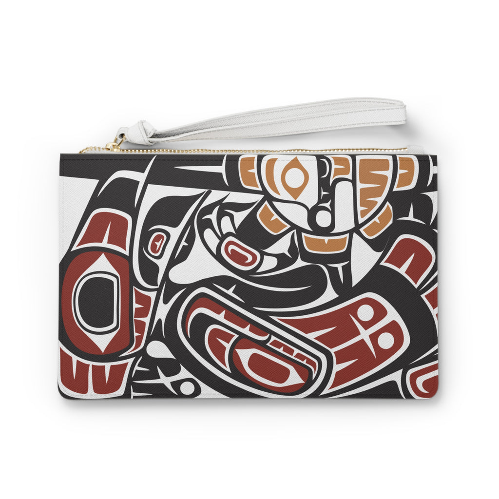 Zipper Wristlet Clutch Bag - Classic Tribal Raven Print - Northern Spiritlines™