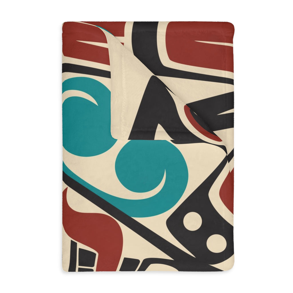 Reversible Plush Blanket - Classic Tribal Orca Print - Northern Spiritlines™