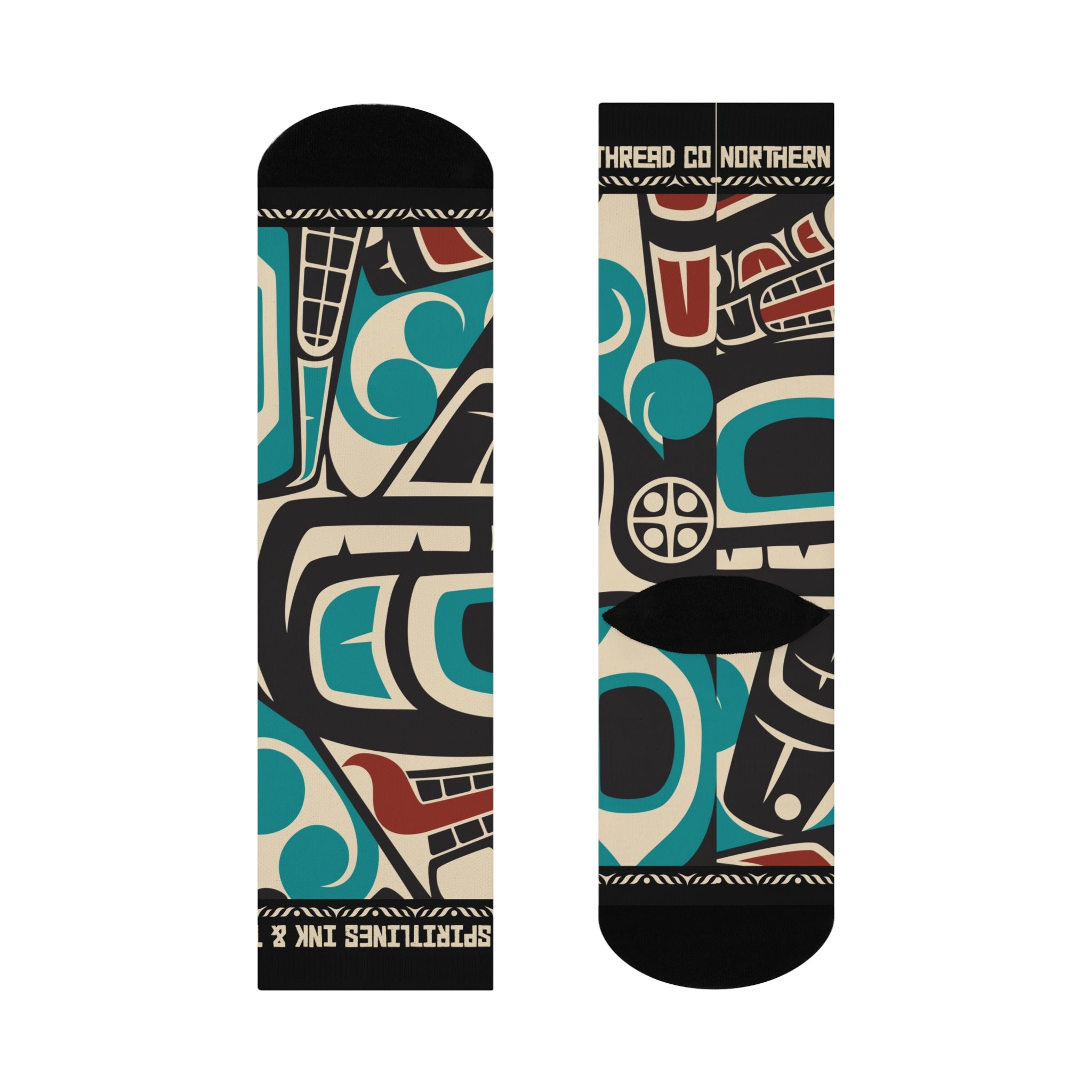 Crew Socks - Cushion Bottom - Classic Tribal Orca Print - Northern Spiritlines™