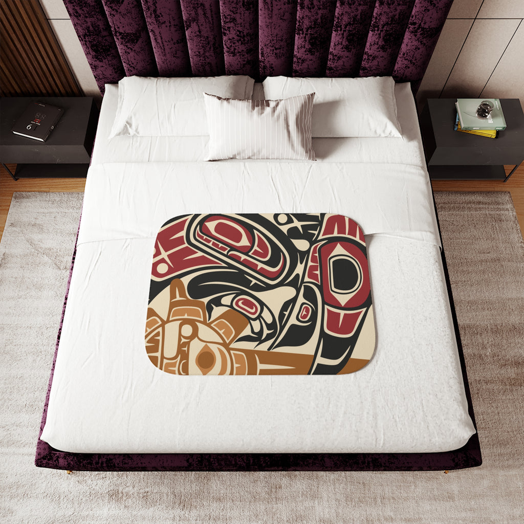 Sherpa Fleece Blanket - Classic Tribal Raven - Northern Spiritlines™