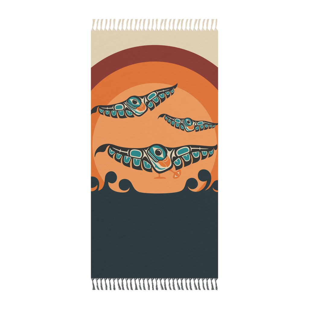Boho Fringe Beach Cloth - Classic Tribal Puffins - Northern Spiritlines™
